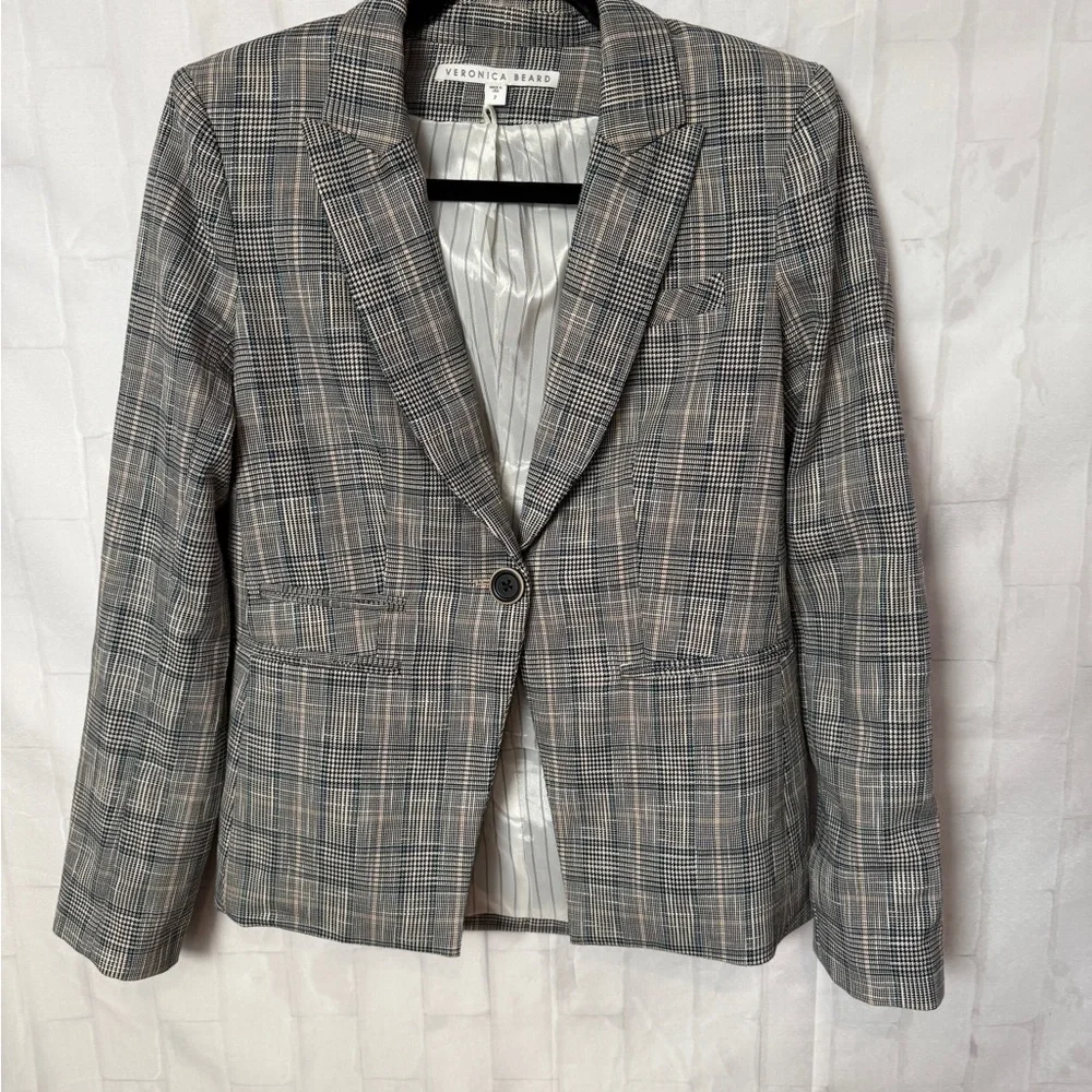 Veronica Beard GIA Dickey Jacket / Blazer  - Grey/Navy Plaid – Women’s Size 2 - Picture 9 of 11